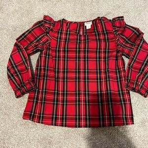 Girls 6/7 red plaid jcrew dress shirt
